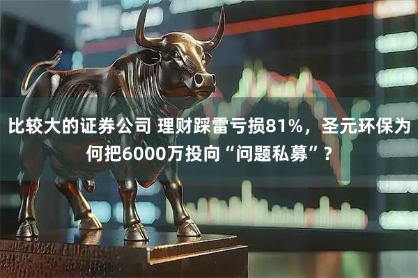 比较大的证券公司 理财踩雷亏损81%，圣元环保为何把6000万投向“问题私募”？